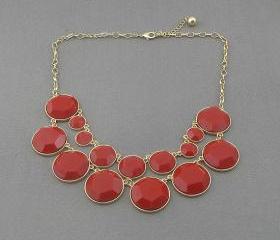 Sale 2013 red party wedding necklace/gift /statement necklace/Crystal Pearl Necklace/bubble necklace/bib necklace 