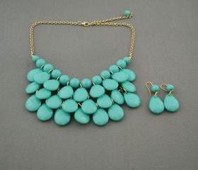 Sale 2013 blue Beadwork bib necklace,Teardrop-shaped necklace, bubble necklace,bib Bubble Necklace,drape bib necklace