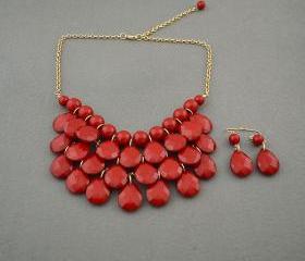 Sale 2013 red Beadwork bib necklace,Teardrop-shaped necklace, bubble necklace,bib Bubble Necklace,drape bib necklace