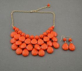 Sale 2013 orange Beadwork bib necklace,Teardrop-shaped necklace, bubble necklace,bib Bubble Necklace,drape bib necklace